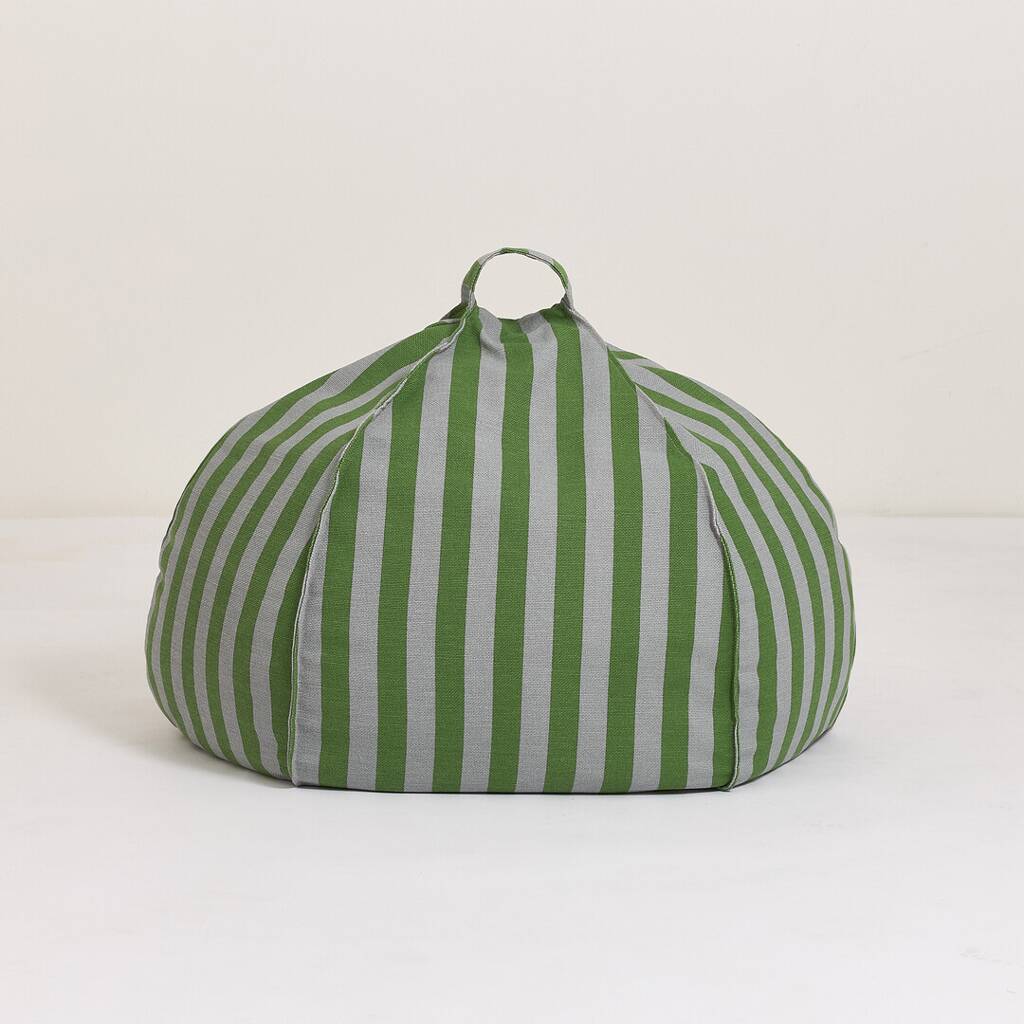 Vibes Kids Round Beanbag Green Blue Stripes, 1 of 2