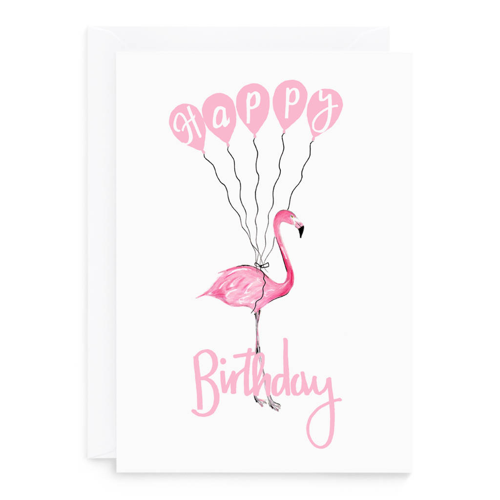 happy birthday pink pink flamingo happy birthday card. 