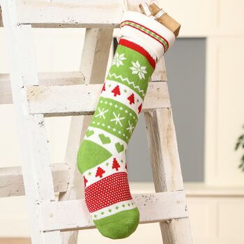 Personalised Knit Nordic Christmas Stocking, 7 of 8