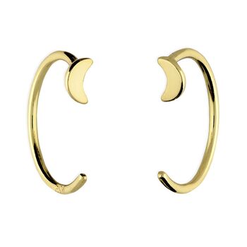 Dainty 18ct Gold Half Moon Pull Through Earrings, 2 of 5