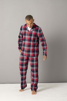 Red Tartan Cotton Flannel Family Christmas Pyjamas, 4 of 12
