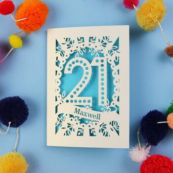 Personalised 21st Birthday Card Papercut Spotty Design, 2 of 9