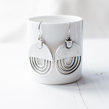 Silver Plated Round Geometric Earrings, 4 of 8