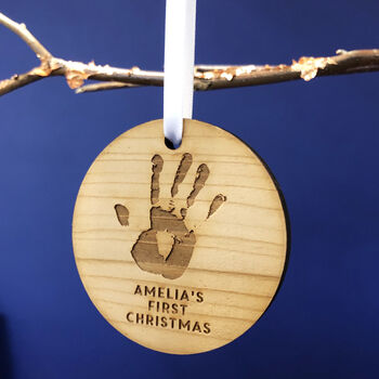 Personalised Handprint Christmas Tree Bauble, 2 of 4