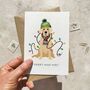 Golden Retriever Wooden Keyring With Optional Christmas Card, thumbnail 5 of 9