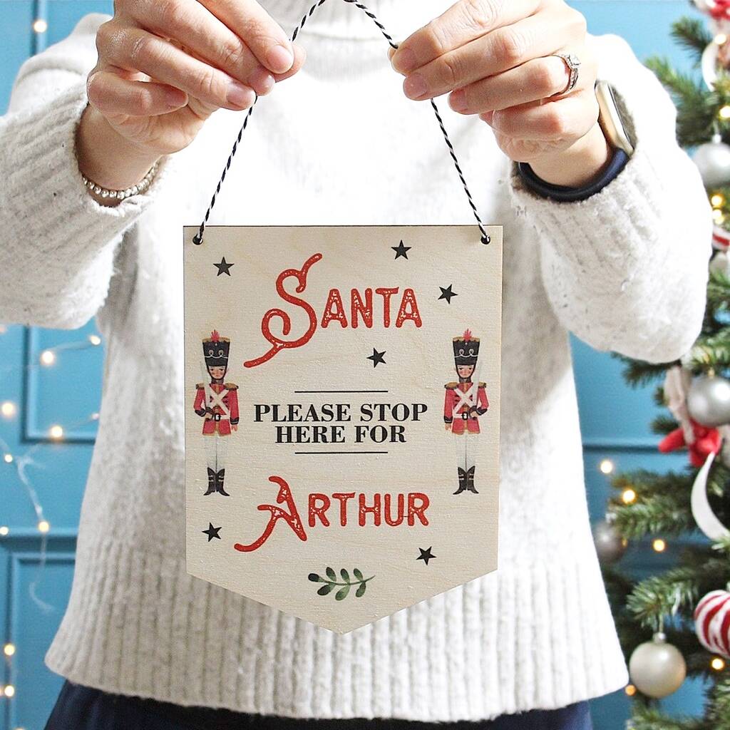 Santa Please Stop Here Bedroom Door Sign, 1 of 4