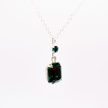 Emerald Green Crystal Pendant Necklace, 5 of 8