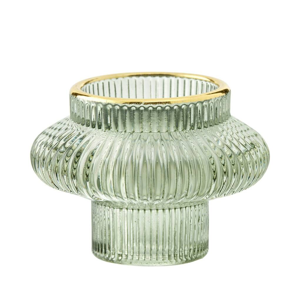 Two In One Green And Gold Tealight Holders By Ella James