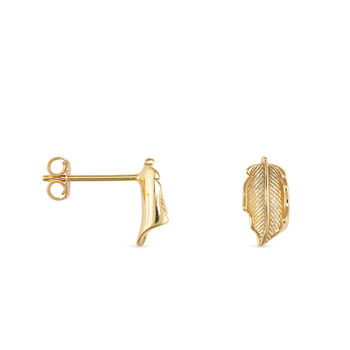 Tiny 14 K Gold Leaf Stud Earrings, 2 of 6