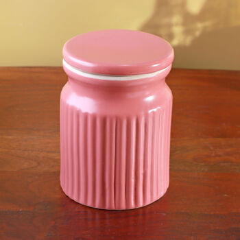 G Decor Soft Pastel Jars Handcrafted Ceramic Ribbed Storage Containers With Lids, 4 of 6
