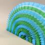 Striped Fan Paper Decoration 40cm, Green And Blue, thumbnail 2 of 2