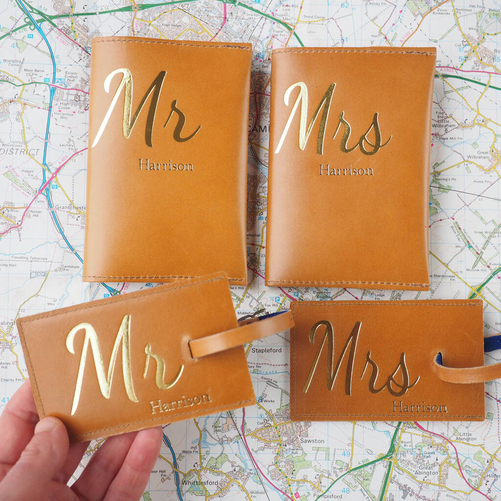 mr & mrs luggage tag set