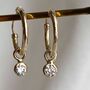 Cushion Cut Diamond Hoops On Solid Gold, thumbnail 1 of 7