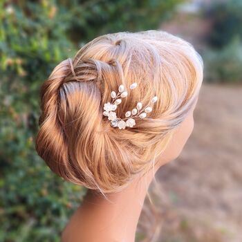Pearl And Ceramic Flower Bridal Hair Pin, 4 of 12