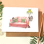 Sofa Sloth All Occasion Greetings Card, thumbnail 2 of 5