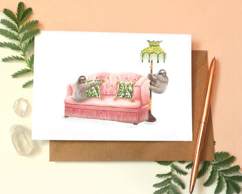 Sofa Sloth All Occasion Greetings Card, 2 of 5