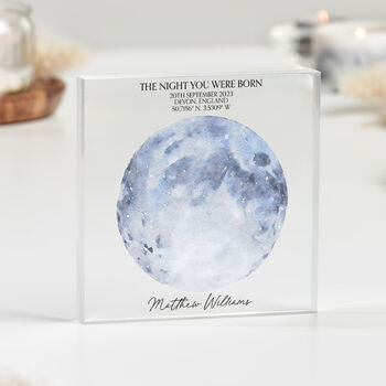 Personalised New Baby Star Map Acrylic Block Gift, 4 of 9