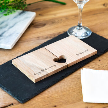 Personalised 5th Anniversary Gift Wood Coasters Set Of Two, 4 of 5