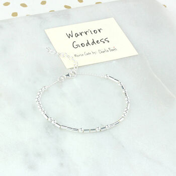 Sterling Silver 'Warrior Goddess' Morse Code Bracelet, 4 of 6