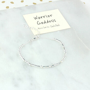 Sterling Silver 'Warrior Goddess' Morse Code Bracelet, 5 of 8