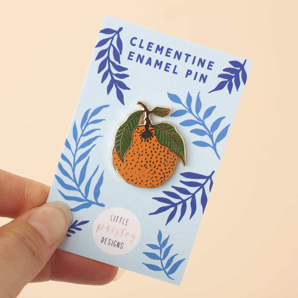 Clementine Enamel Pin Badge By Little Paisley Designs