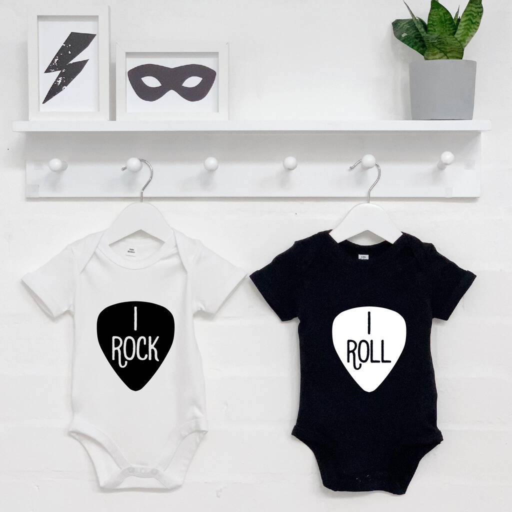 I Rock And I Roll Twin Babygrows, 1 of 5