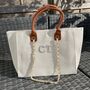 Personalised White Brown Large Chain Tote Beach Bag, thumbnail 5 of 10