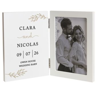 Personalised Couples Wooden Hinged Photo Frame, 5 of 5