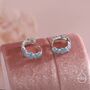 Sterling Silver Dainty Forget Me Not Flower Motif Huggie Hoop, thumbnail 2 of 10