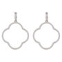 Large Open Clover Drop Plated Silver Earrings White Cz, thumbnail 2 of 6