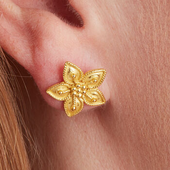 Gold Plated Sterling Silver Flower Stud Earrings, 3 of 7