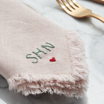 Personalised Hand Stitched Linen Napkin, 2 of 8