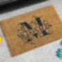 Personalised Coir Doormat With Split Initial Letter, thumbnail 2 of 9
