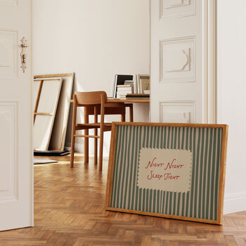 Night Night Sleep Tight Striped Bedroom Print, 2 of 9