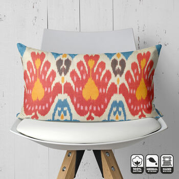 Traditional Multicoloured Ikat Cotton Cushion Cover, 5 of 7