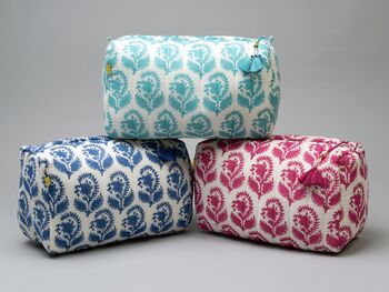 Paisley Floral Pattern Cotton Wash Bag In Blue, 7 of 8