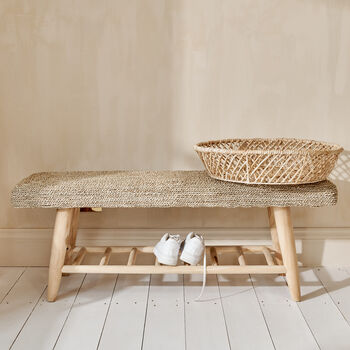 Wicker Bench With Shelving, 2 of 9