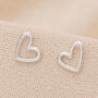 Sterling Silver Irregular Open Heart Stud Earrings, thumbnail 1 of 10