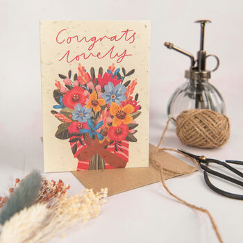 Congratulations Wildflowers Seeded Paper Greetings Card, 3 of 3