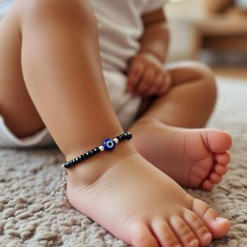 Baby Nazaria Evil Eye Black Beaded Bracelet/Anklet, 2 of 4