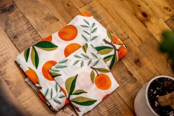 New Baby Gift, Extra Large Orange Print Baby Muslin, 2 of 4