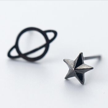 Sterling Silver Star And Planet Stud Earrings, 4 of 5