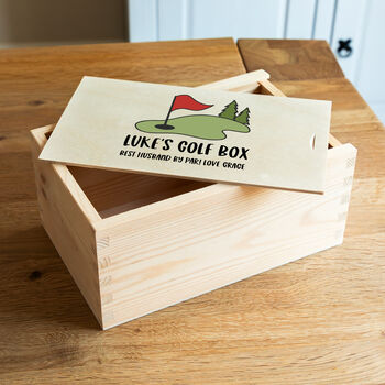 Personalised Golf Box With Sliding Lid Gift For Golfer, 5 of 5