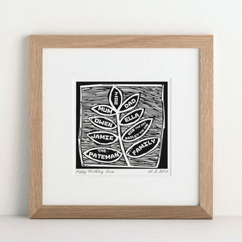 Black And White Woodcut Family Tree Print, 2 of 5