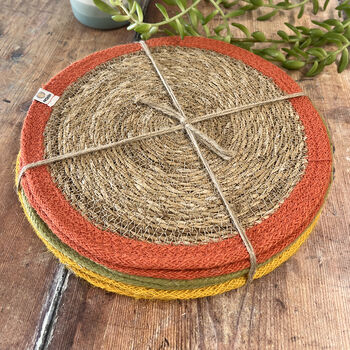 Respiin Set Of Six Seagrass And Jute Tablemats Brights, 2 of 9