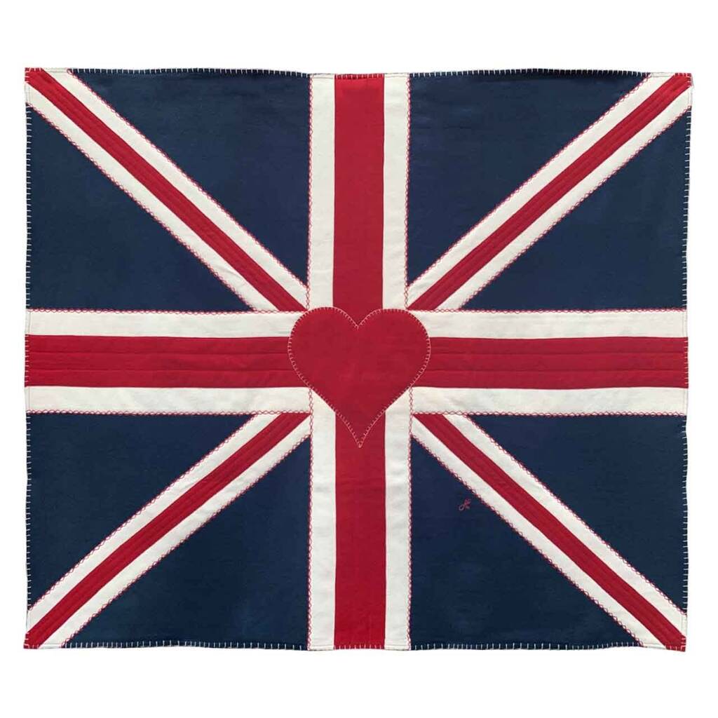 Union Jack Colour Block Appliqué Wool Jubilee Throw, 1 of 3