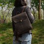 Minimalist Genuine Grain Leather Backpack Black, thumbnail 3 of 12