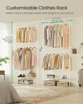 Adjustable Clothes Rail With Three Tier Storage, 3 of 6