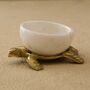 White Marble Mini Bowl With Brass Turtle Base, thumbnail 3 of 3
