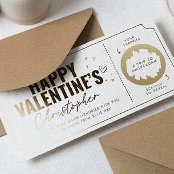Personalised Valentines Scratch Trip Reveal Voucher, 5 of 9